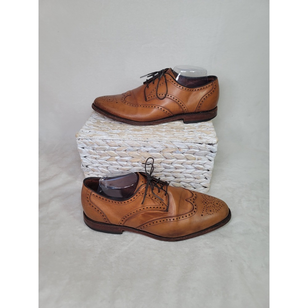 Allen Edmonds McAllister Wingtip Oxford Classic Tan Leather Dress Shoes 9.5 D
